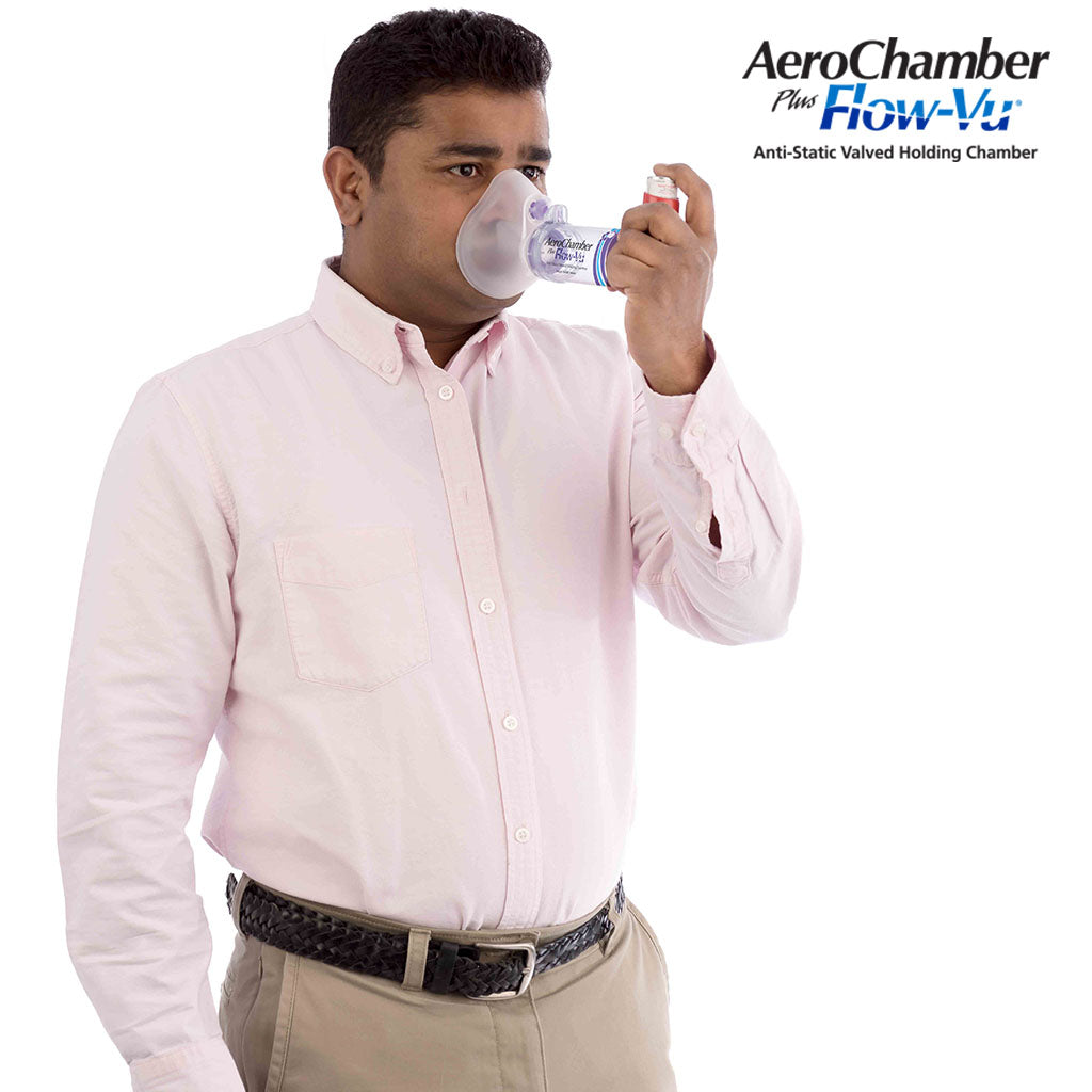 AeroChamber Plus Flow-Vu Anti-static Valved Holding Chamber Adult Mask - Small - Easy Pharmacy LLC