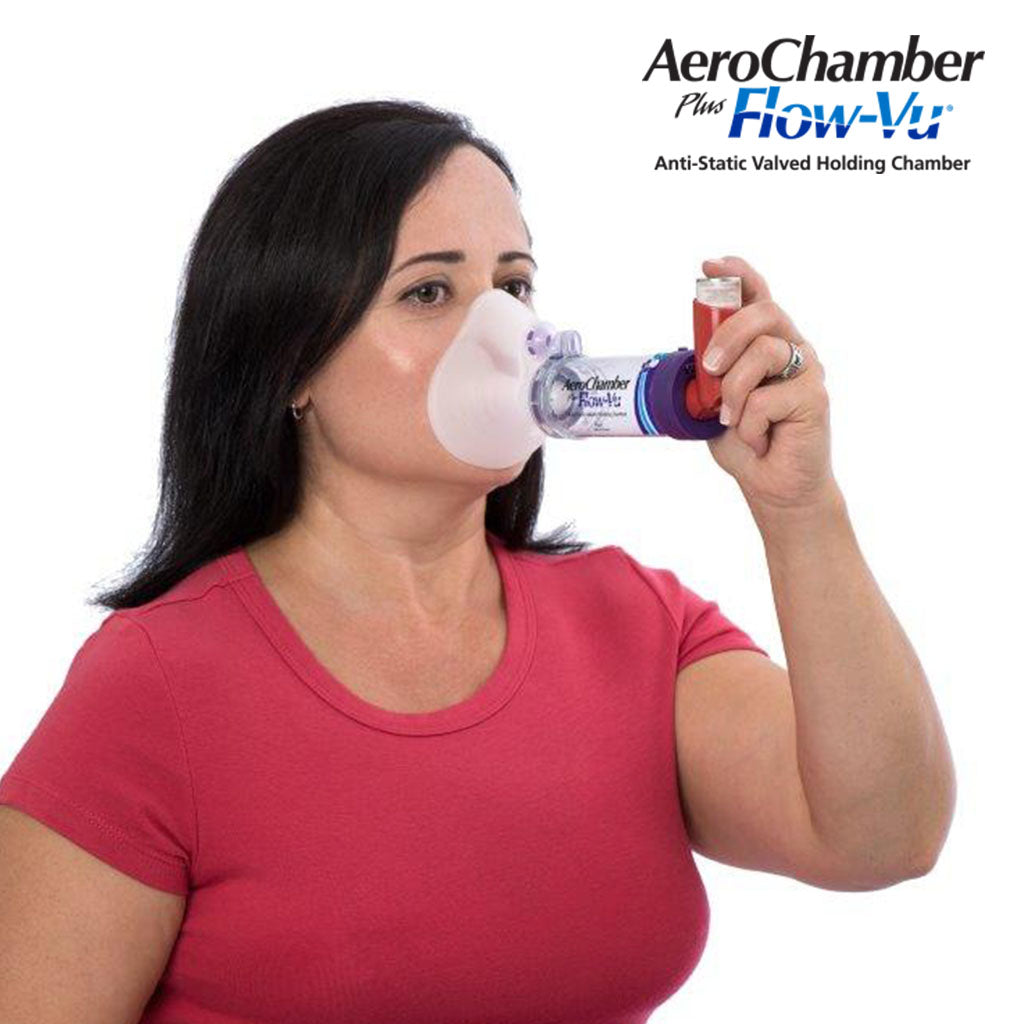AeroChamber Plus Flow-Vu Anti-static Valved Holding Chamber Adult Mask - Small - Easy Pharmacy LLC