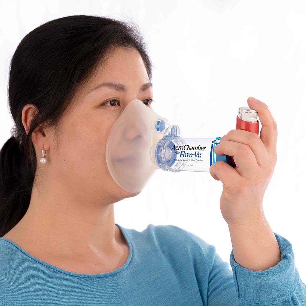 AeroChamber Plus Flow-Vu Anti-static Valved Holding Chamber Adult Mask - Medium - Easy Pharmacy LLC