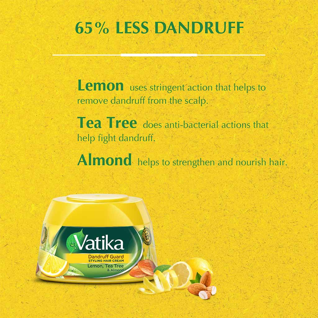 Dabur Vatika Naturals Dandruff Guard Hair Styling Cream With Lemon, Tea Tree & Almond 210ml - Easy Pharmacy LLC