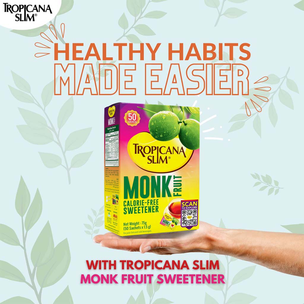 Tropicana Slim Monk Fruit Calorie Free Sweetener Sachets, Pack of 50's - Easy Pharmacy LLC