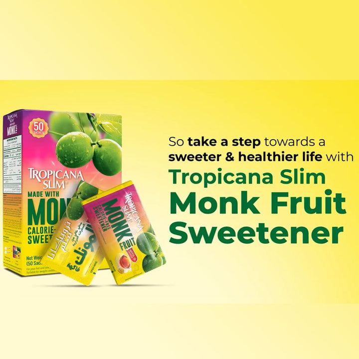 Tropicana Slim Monk Fruit Calorie Free Sweetener Sachets, Pack of 50's - Easy Pharmacy LLC