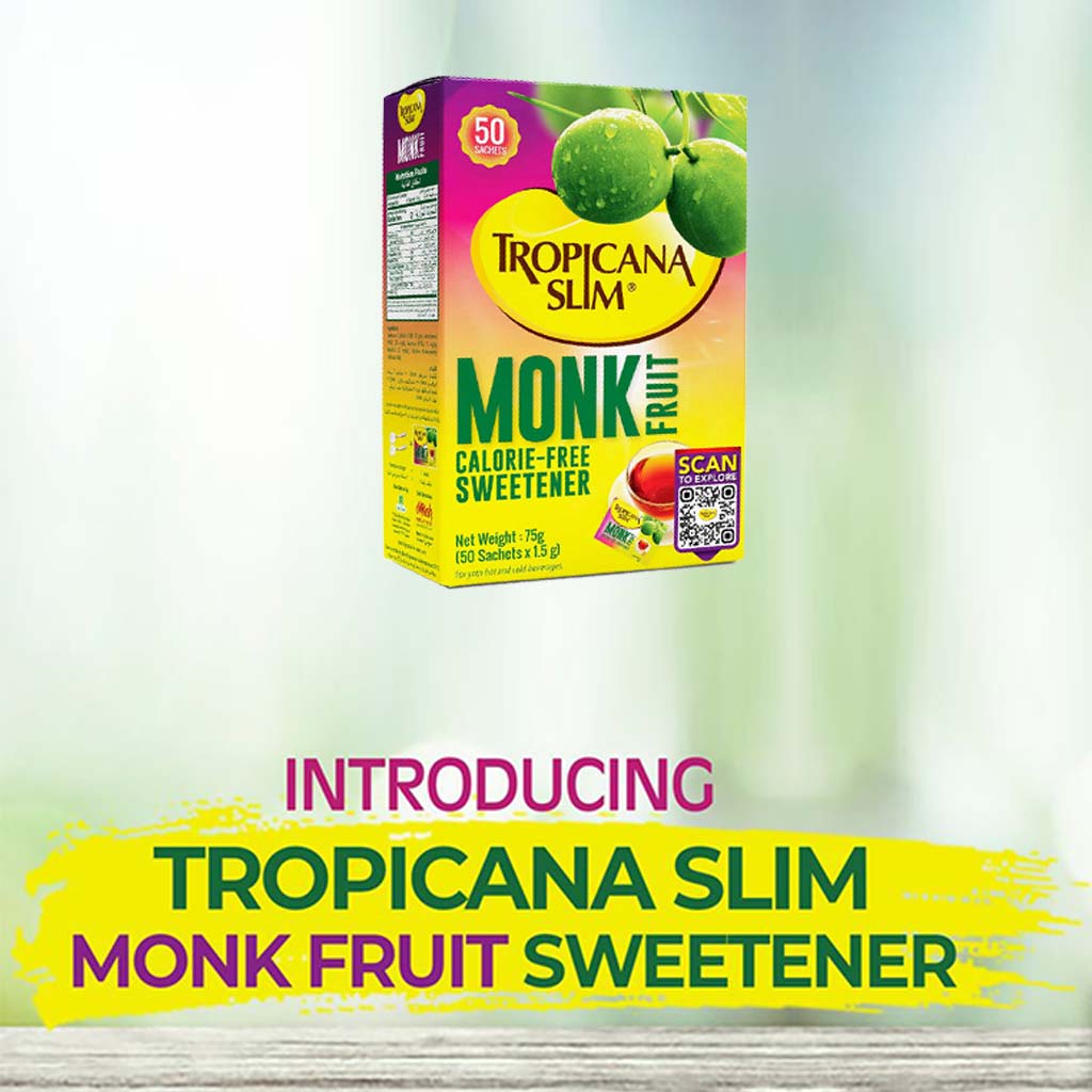 Tropicana Slim Monk Fruit Calorie Free Sweetener Sachets, Pack of 50's - Easy Pharmacy LLC