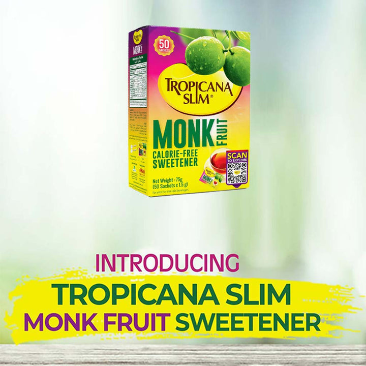 Tropicana Slim Monk Fruit Calorie Free Sweetener Sachets, Pack of 50's - Easy Pharmacy LLC