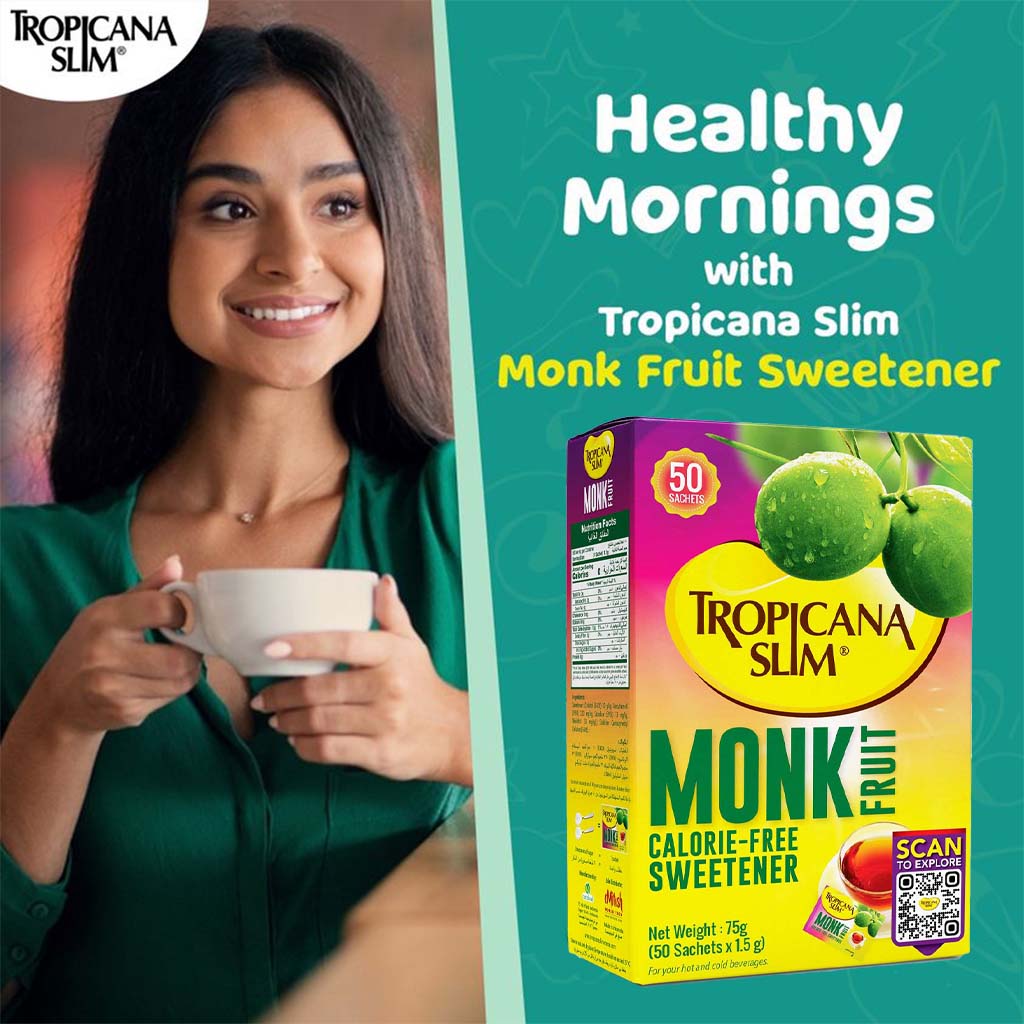 Tropicana Slim Monk Fruit Calorie Free Sweetener Sachets, Pack of 50's - Easy Pharmacy LLC