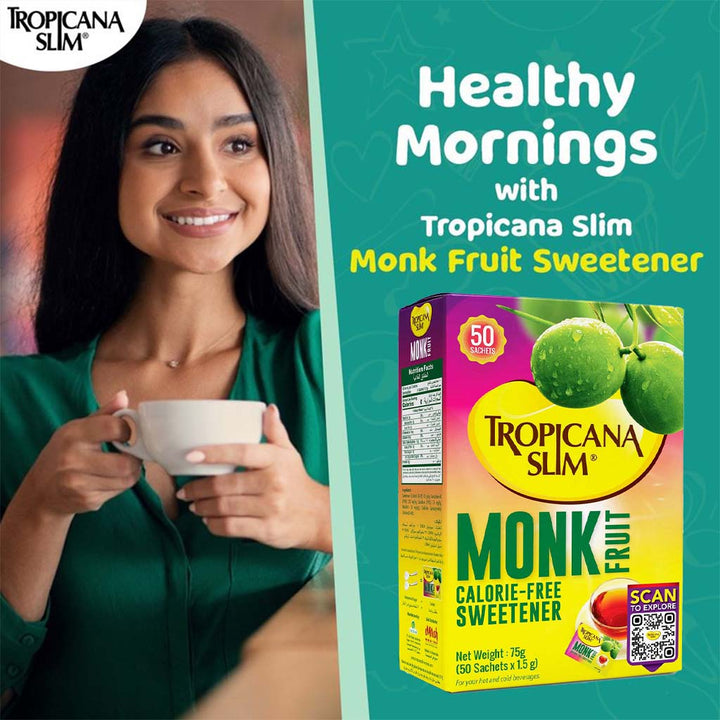 Tropicana Slim Monk Fruit Calorie Free Sweetener Sachets, Pack of 50's - Easy Pharmacy LLC