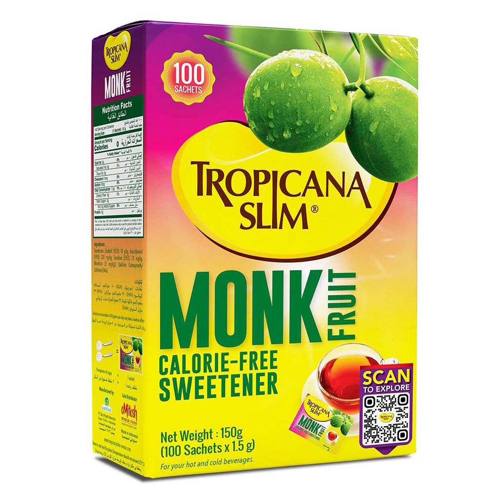 Tropicana Slim Monk Fruit Calorie Free Sweetener Sachets, Pack of 100's - Easy Pharmacy LLC