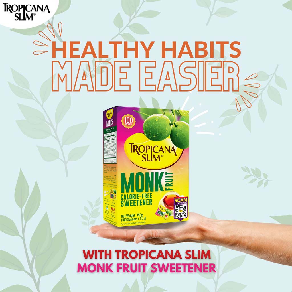Tropicana Slim Monk Fruit Calorie Free Sweetener Sachets, Pack of 100's - Easy Pharmacy LLC