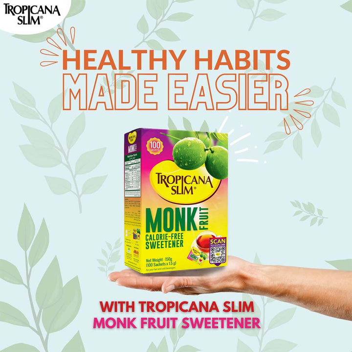 Tropicana Slim Monk Fruit Calorie Free Sweetener Sachets, Pack of 100's - Easy Pharmacy LLC