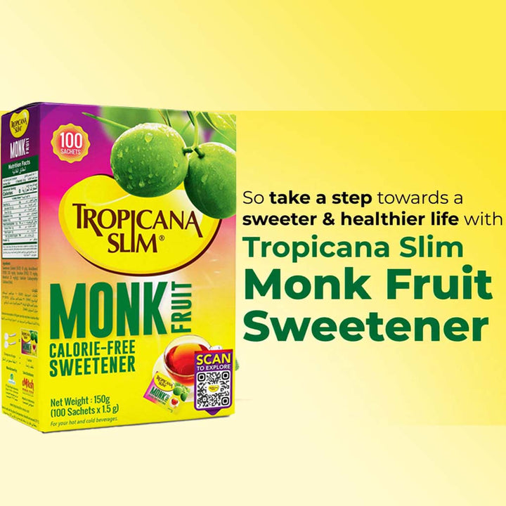 Tropicana Slim Monk Fruit Calorie Free Sweetener Sachets, Pack of 100's - Easy Pharmacy LLC