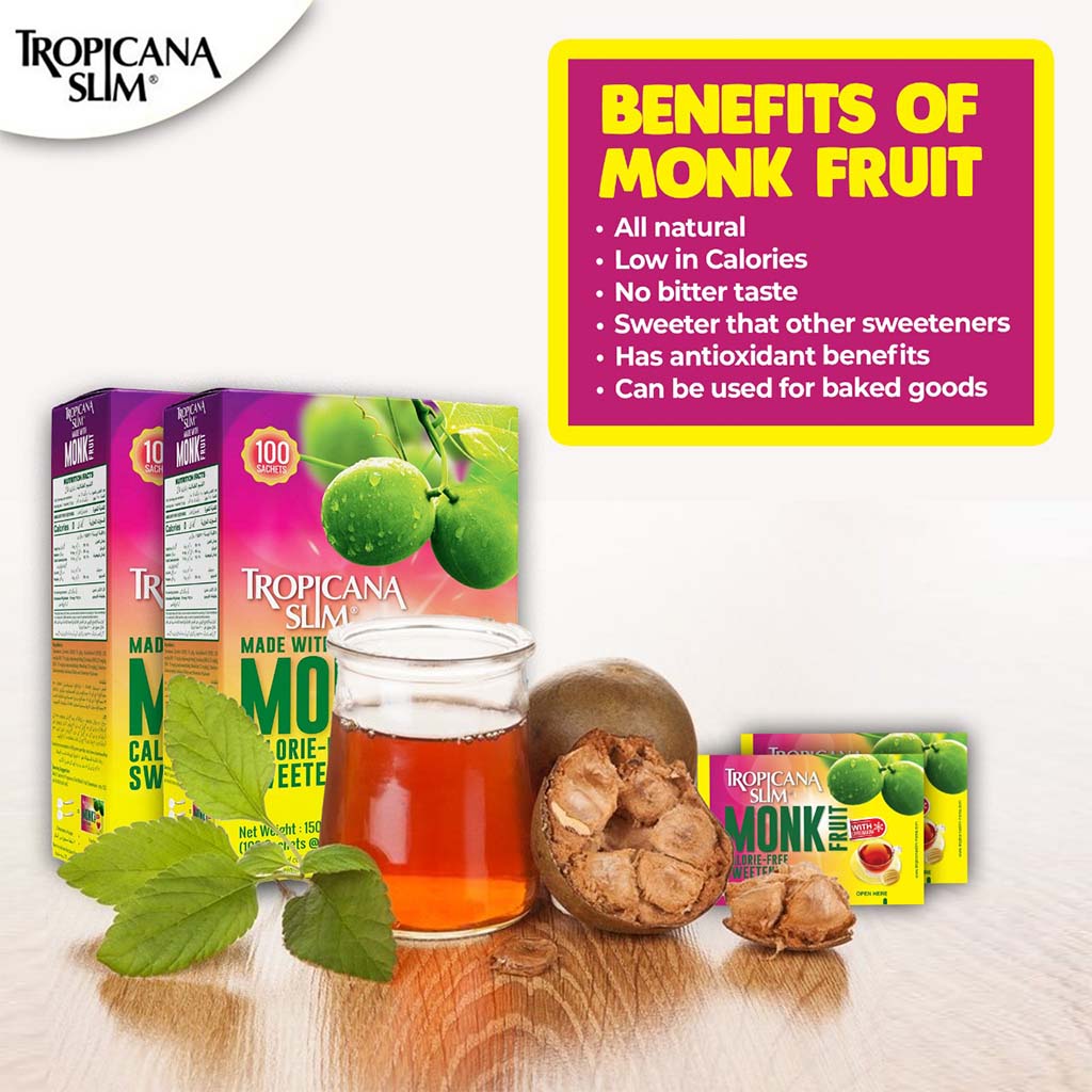 Tropicana Slim Monk Fruit Calorie Free Sweetener Sachets, Pack of 100's - Easy Pharmacy LLC