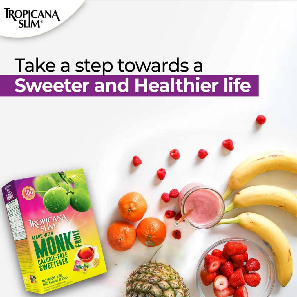 Tropicana Slim Monk Fruit Calorie Free Sweetener Sachets, Pack of 100's - Easy Pharmacy LLC