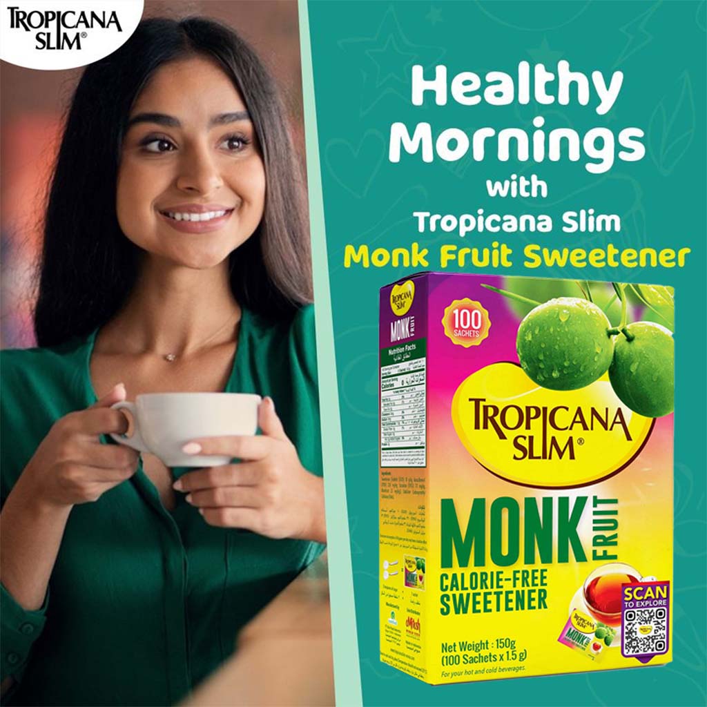 Tropicana Slim Monk Fruit Calorie Free Sweetener Sachets, Pack of 100's - Easy Pharmacy LLC