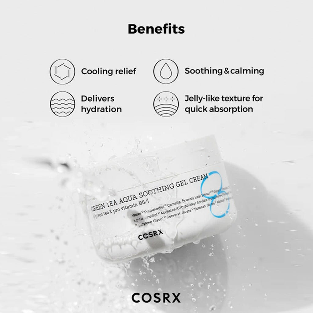 Cosrx Hydrium Green Tea Aqua Soothing Gel Cream For Hot irritated Skin 50ml - Easy Pharmacy LLC