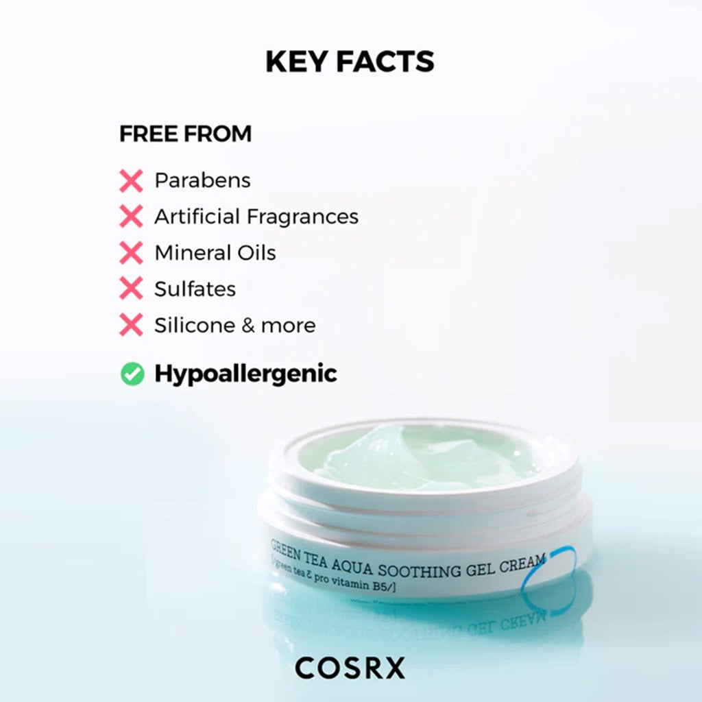 Cosrx Hydrium Green Tea Aqua Soothing Gel Cream For Hot irritated Skin 50ml - Easy Pharmacy LLC