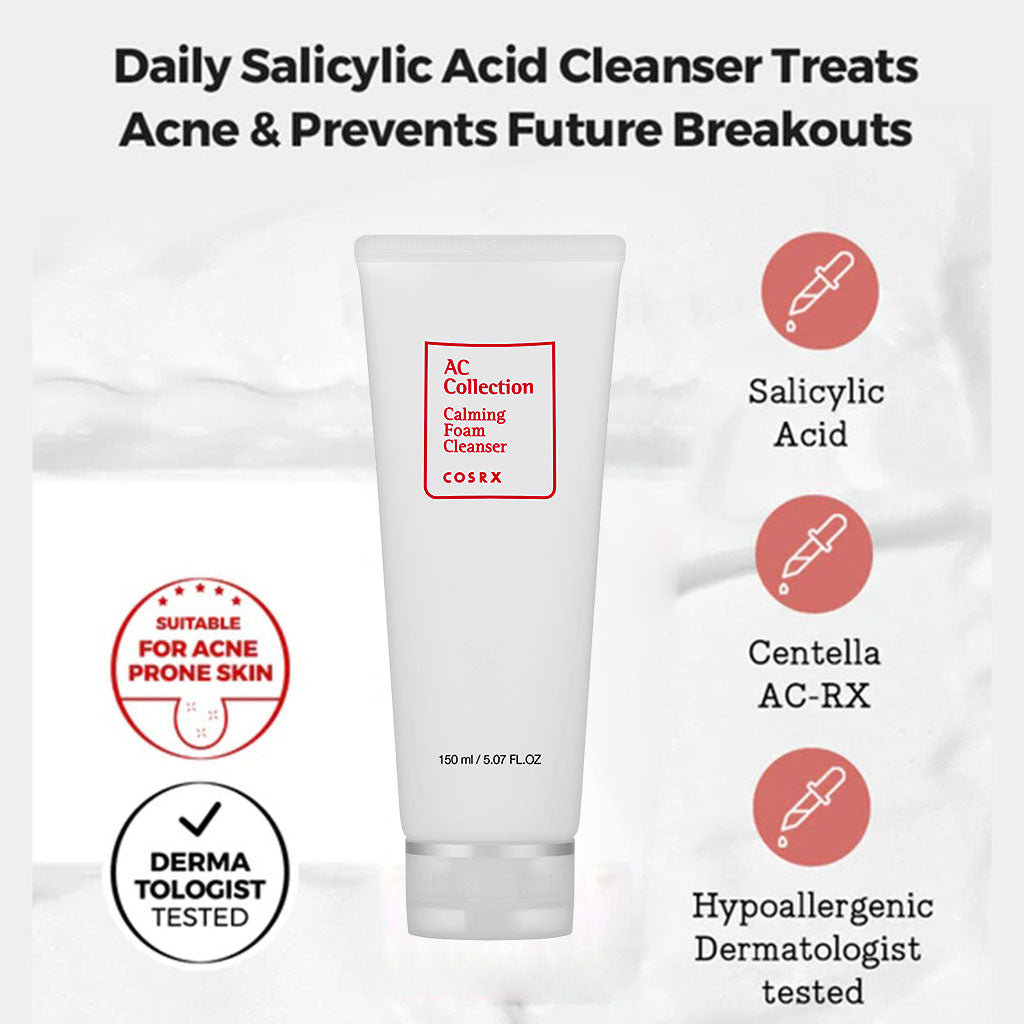 Cosrx AC Collection Calming Foam Cleanser with Salicylic Acid 150ml - Easy Pharmacy LLC