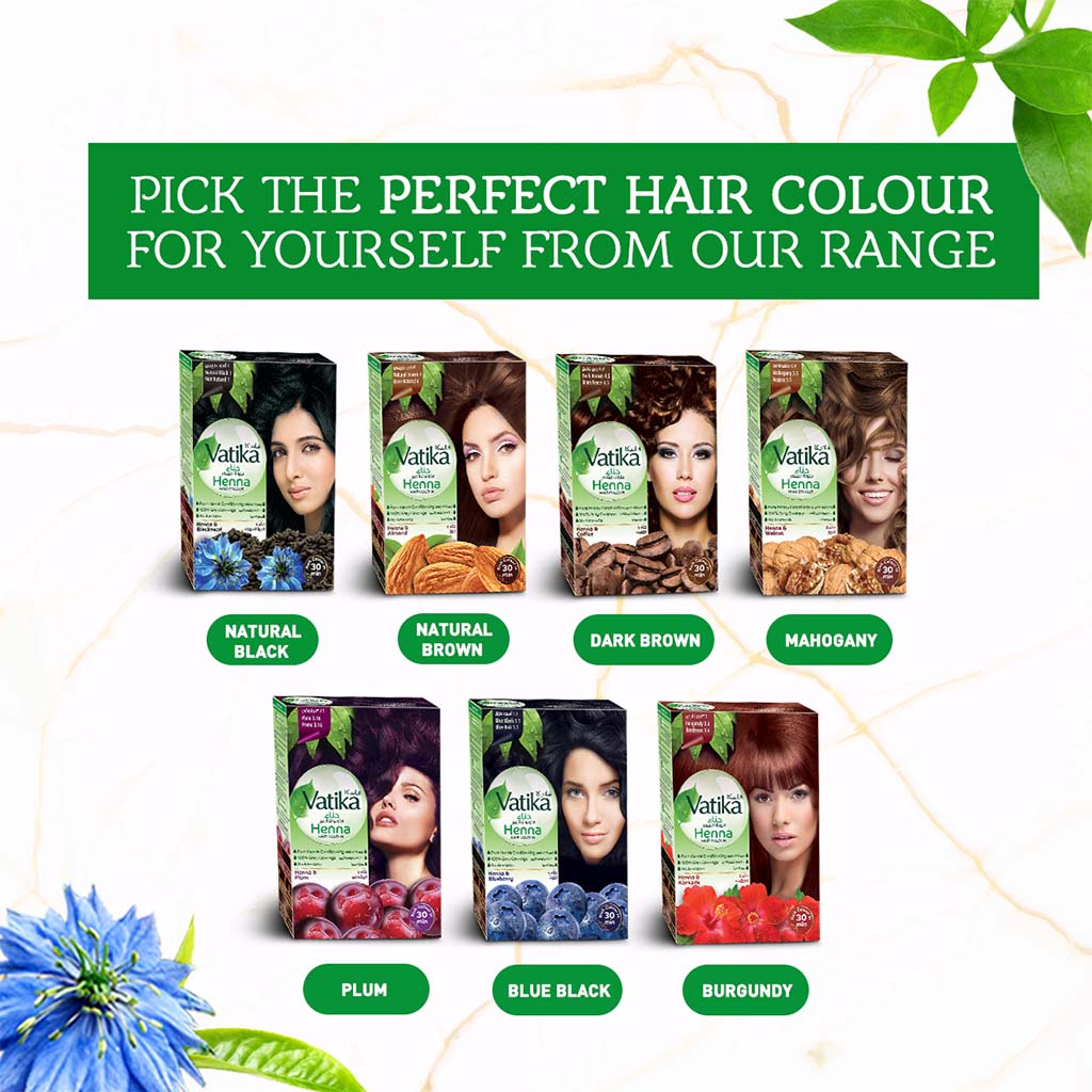 Dabur Vatika Henna Hair Colour 10g, Natural Black, Pack of 6's - Easy Pharmacy LLC
