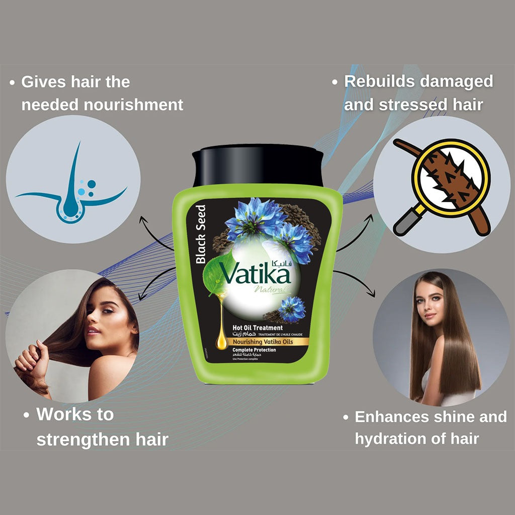 Dabur Vatika Black Seed Hammam Zaith Hot Oil Treatment Cream For Malnourished Hair 500g - Easy Pharmacy LLC