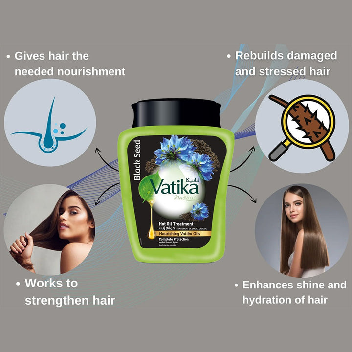 Dabur Vatika Black Seed Hammam Zaith Hot Oil Treatment Cream For Malnourished Hair 500g - Easy Pharmacy LLC