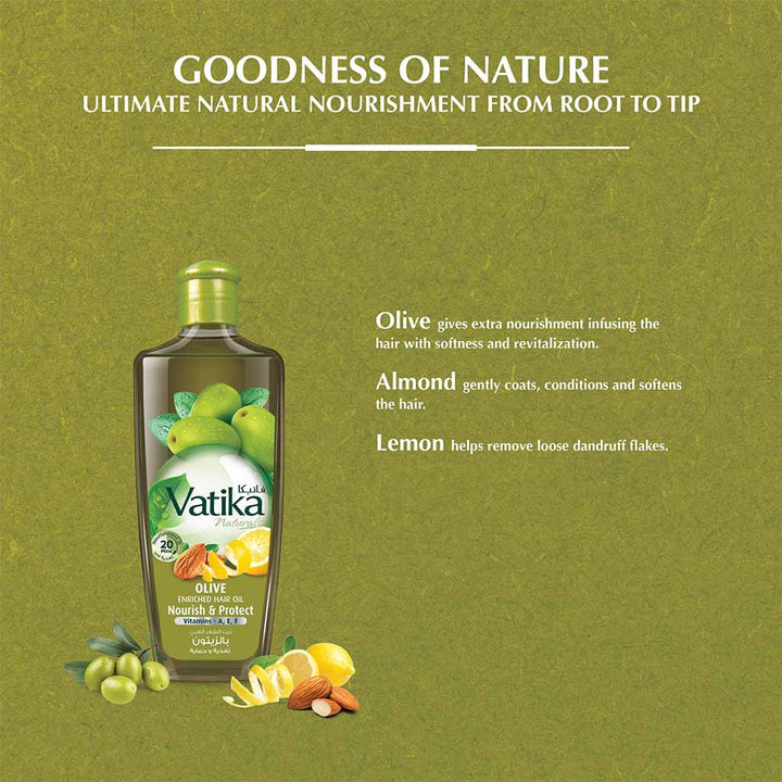 Dabur Vatika Naturals Olive Enriched Protect And Nourish Hair Oil 200ml - Easy Pharmacy LLC
