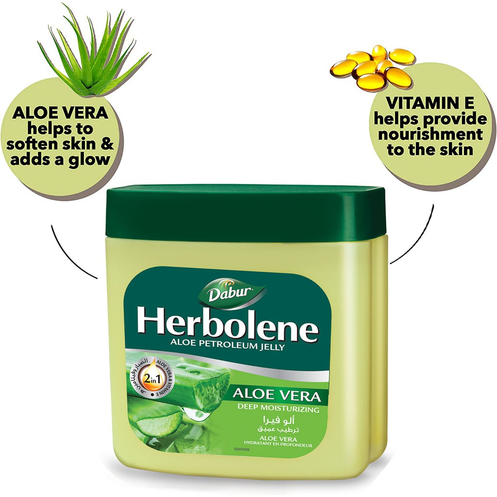 Dabur Herbolene 2-In-1 Aloe Petroleum Jelly With Aloe Vera And Vitamin E, Pack of 425ml +115ml - Easy Pharmacy LLC