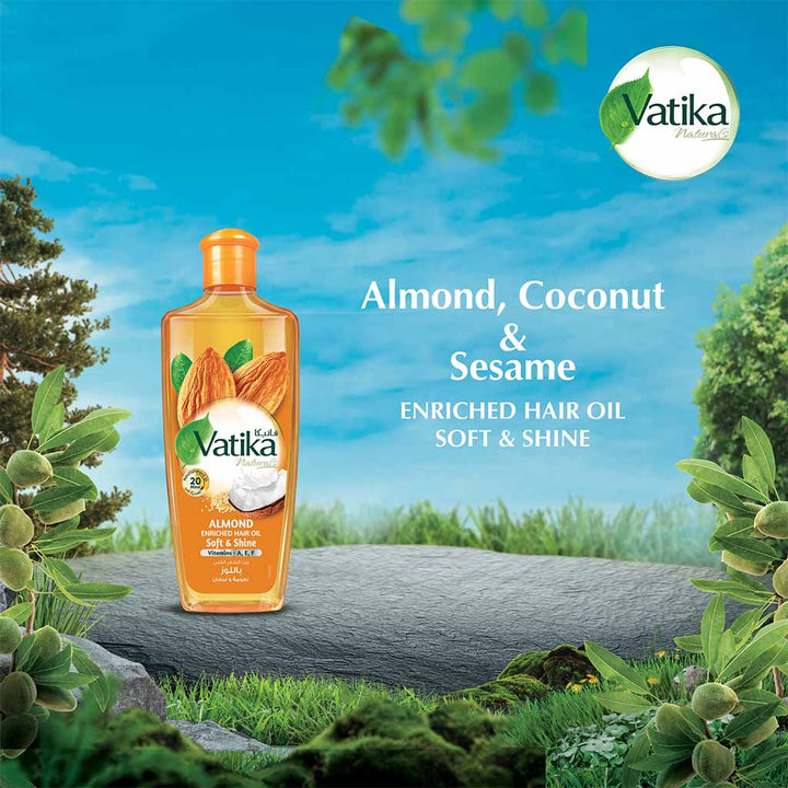 Dabur Vatika Naturals Almond Enriched Hair Oil For Soft And Shiny Hair 300ml - Easy Pharmacy LLC