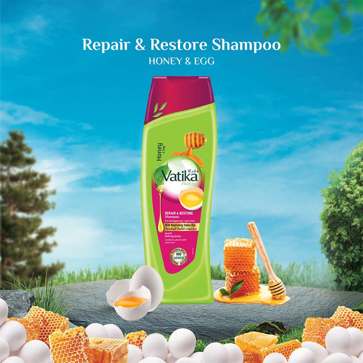 Dabur Vatika Naturals Repair & Restore Shampoo For Damaged & Split Hair 400ml - Easy Pharmacy LLC