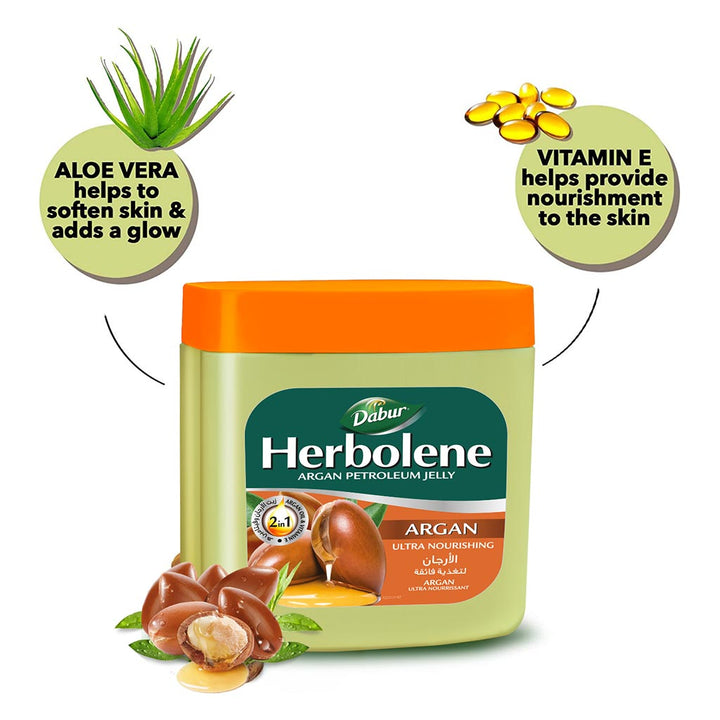 Dabur Herbolene Argan Ultra Nourishing Petroleum Jelly 225ml - Easy Pharmacy LLC