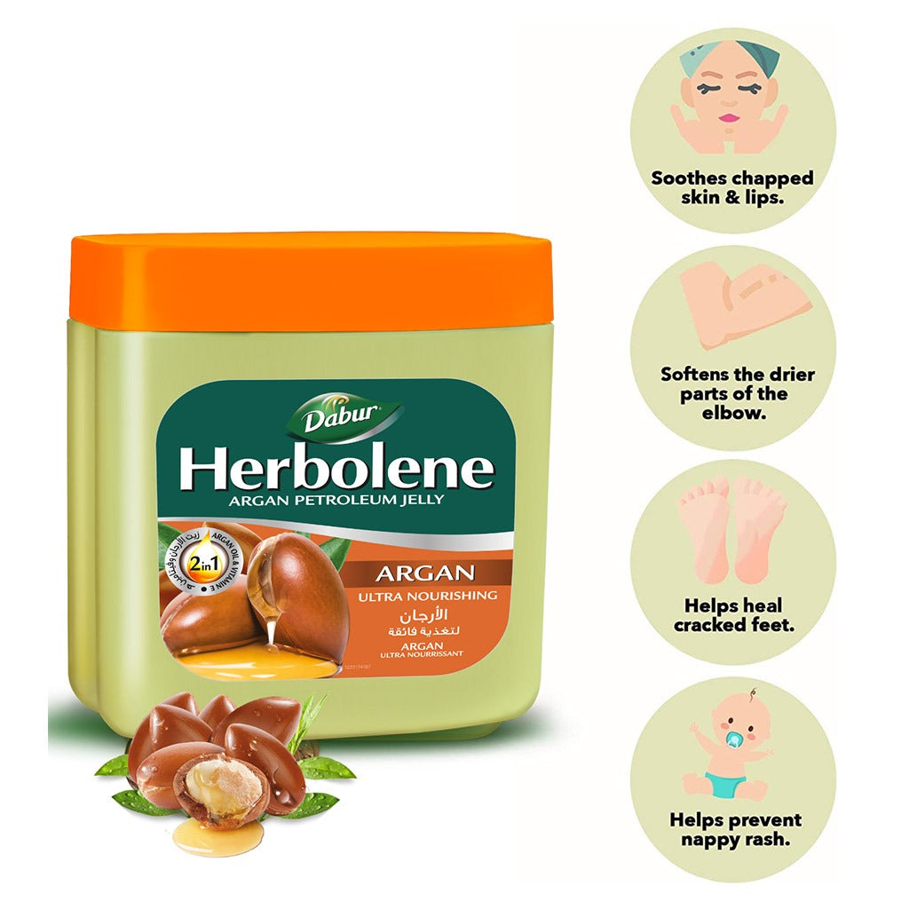 Dabur Herbolene Argan Ultra Nourishing Petroleum Jelly 225ml - Easy Pharmacy LLC