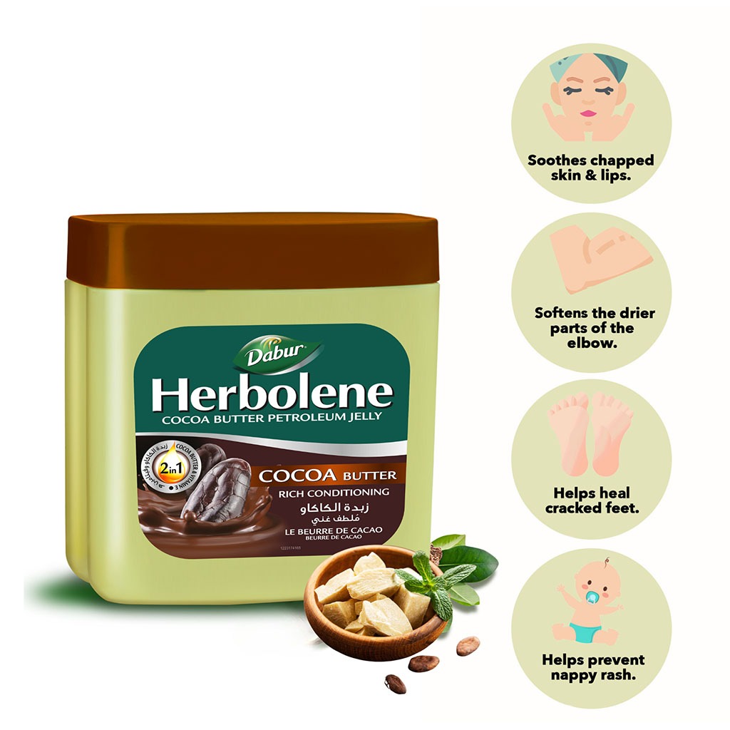 Dabur Herbolene Cocoa Butter Petroleum Jelly 225ml - Easy Pharmacy LLC