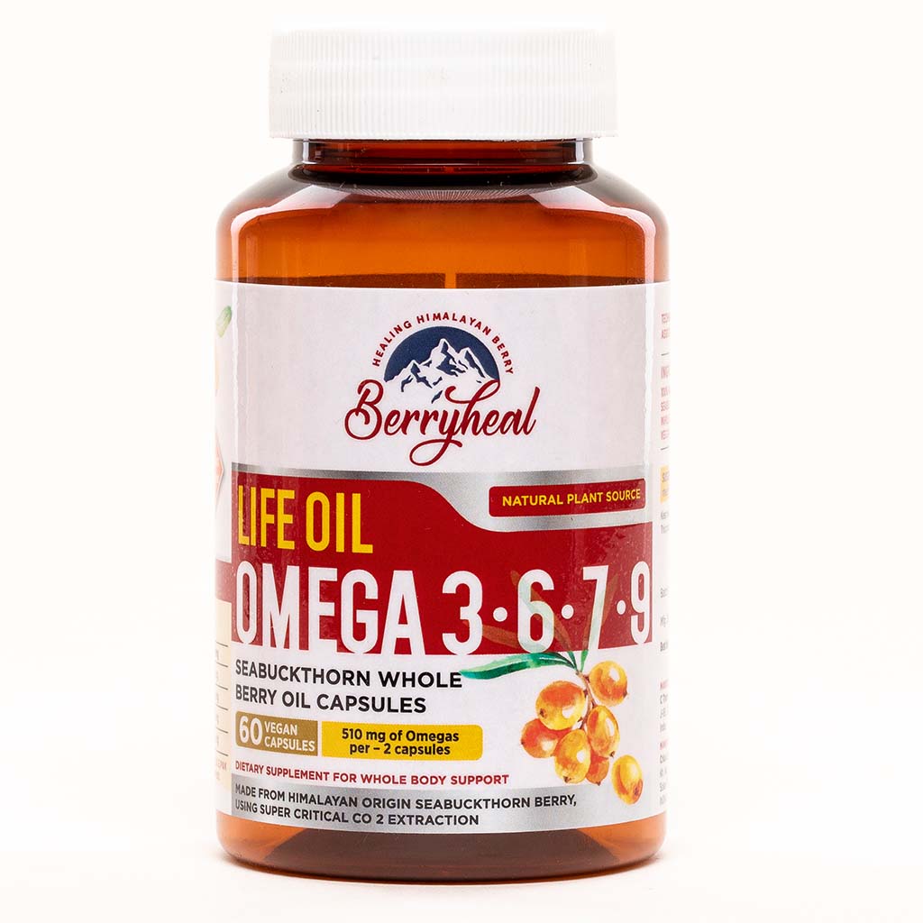Berryheal Life Oil Omega 3-6-7-9 Sea Buckthorn Berry Oil Vegan Capsules For Immunity & Whole Body Wellness Pack of 60's - Easy Pharmacy LLC