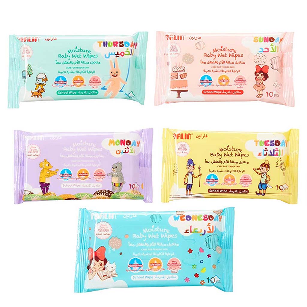 Farlin School Anti-Rash Moisture Baby Wet Wipes 10 Sheets, 10*5 Packs Dt-004A-5B - Easy Pharmacy LLC