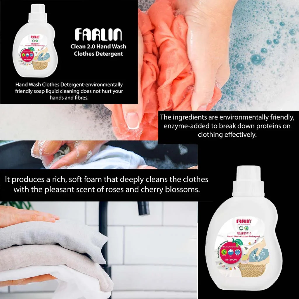 Farlin Clean 2.0 Hand Wash Clothes Detergent 500ml CB-30004 - Easy Pharmacy LLC