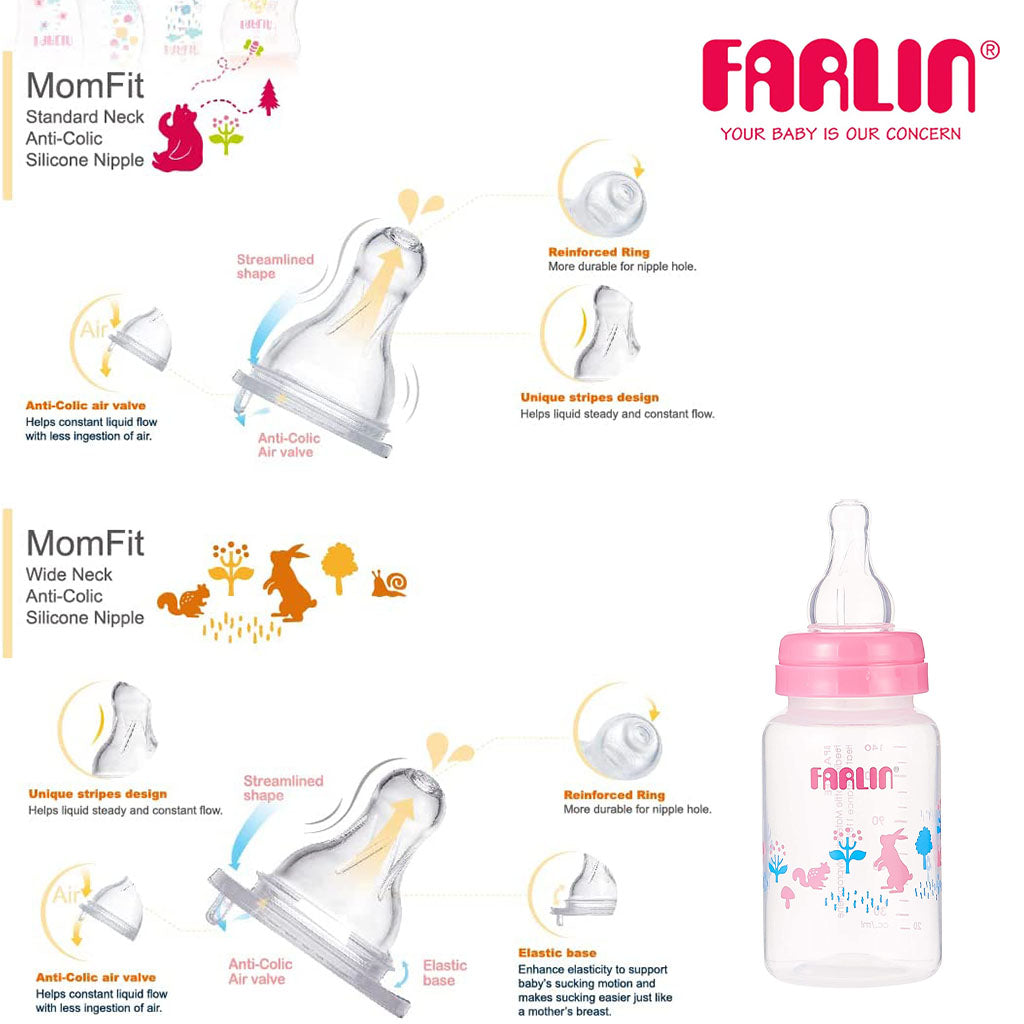 Farlin Standard Neck Animal Series PP Feeding Bottle, Pink AB-41011 (G) 140ml, Pack of 1's - Easy Pharmacy LLC