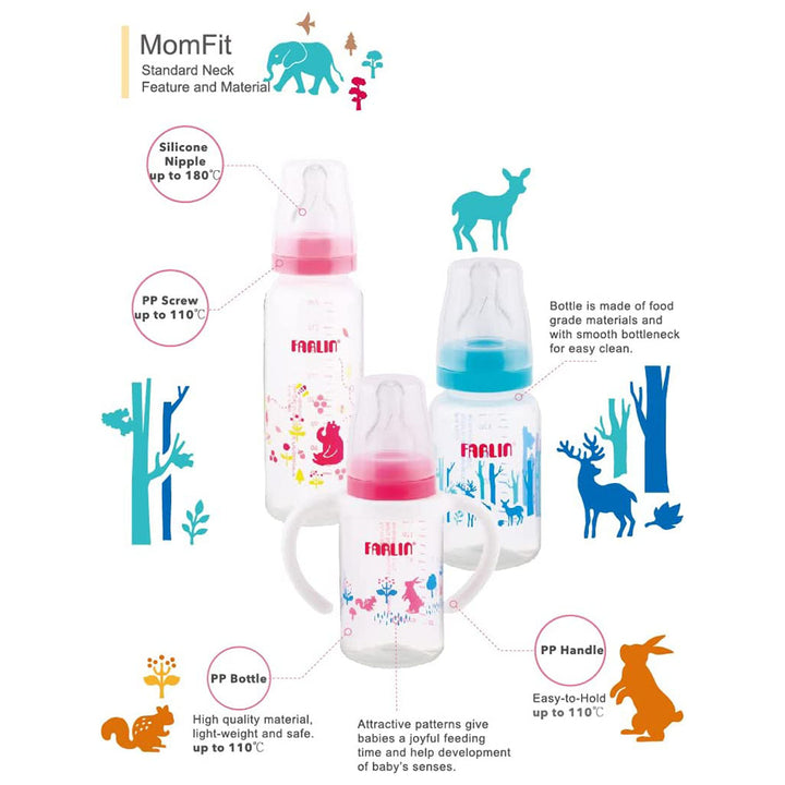 Farlin Standard Neck Animal Series PP Feeding Bottle, Blue AB-41011 (B) 140ml, Pack of 1's - Easy Pharmacy LLC