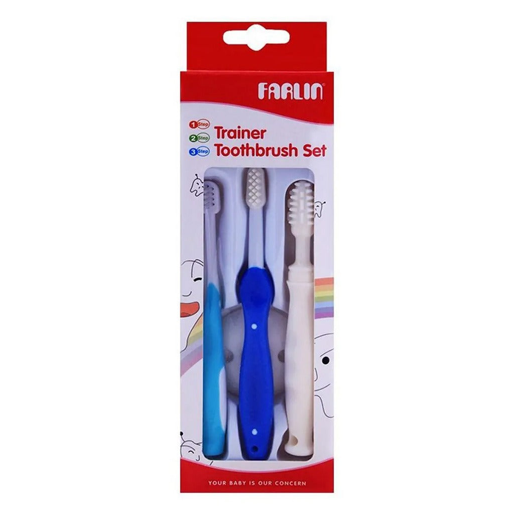 Farlin Three Stages Trainer Toothbrush Set, Blue - Easy Pharmacy LLC