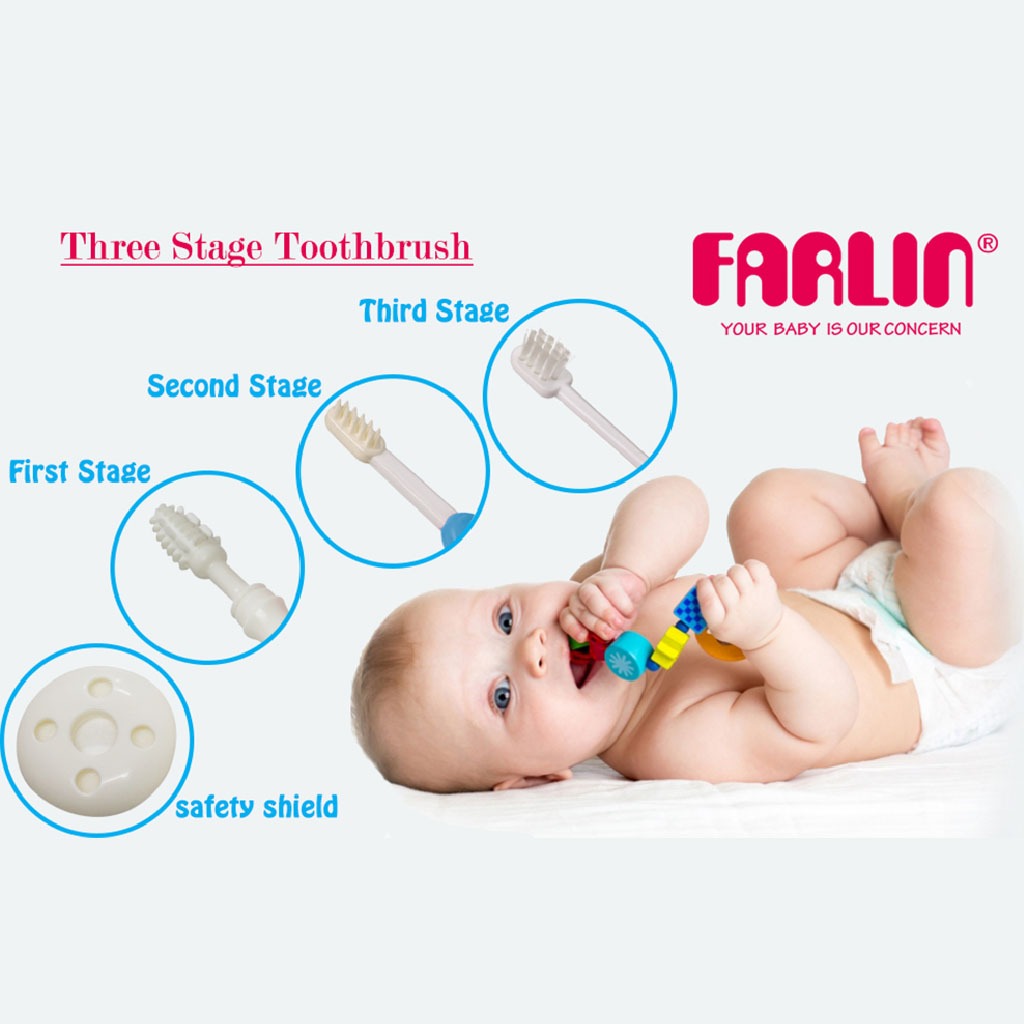Farlin Three Stages Trainer Toothbrush Set, Blue - Easy Pharmacy LLC