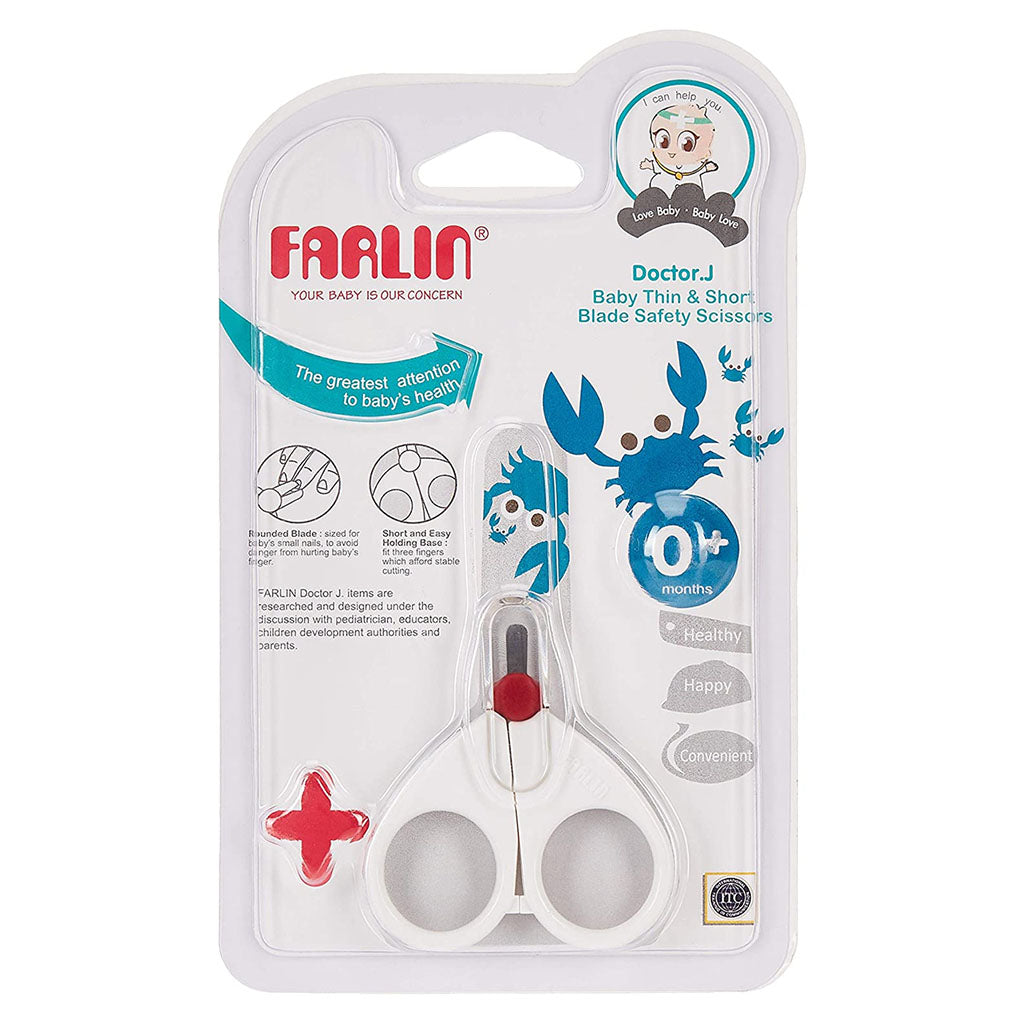 Farlin Doctor.J Thin And Short Blade Baby Safety Scissor BF-160B, Pack of 1's - Easy Pharmacy LLC