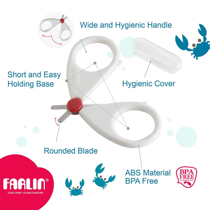 Farlin Doctor.J Thin And Short Blade Baby Safety Scissor BF-160B, Pack of 1's - Easy Pharmacy LLC