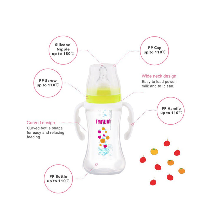 Farlin Seasons Series Wide Neck 270ml PP Feeding Bottle With Handle For 3 Months+, Pack of 1's - Easy Pharmacy LLC