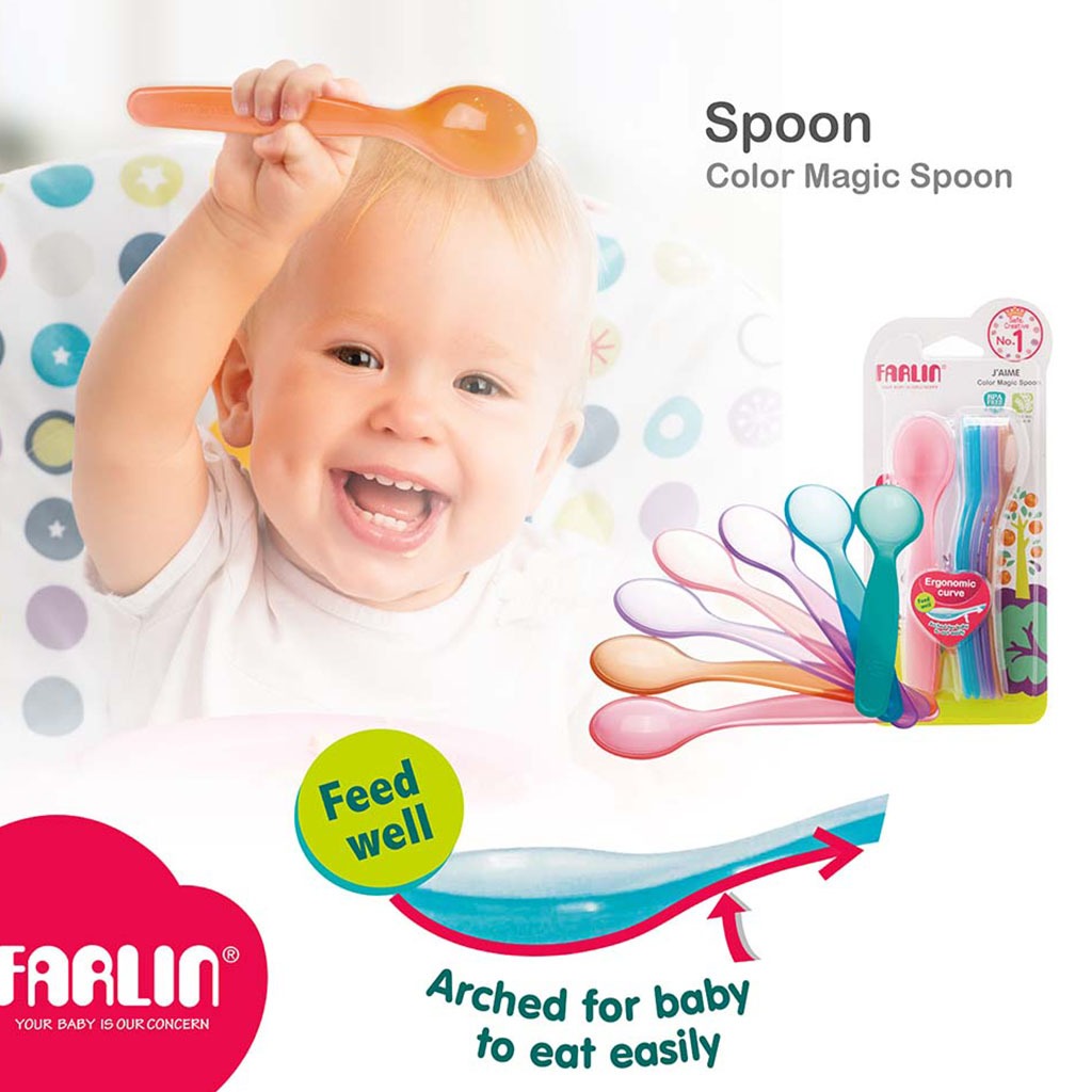 Farlin J'Aime Colour Magic Spoon For 12 Months+ Toddler, Pack of 7's - Easy Pharmacy LLC