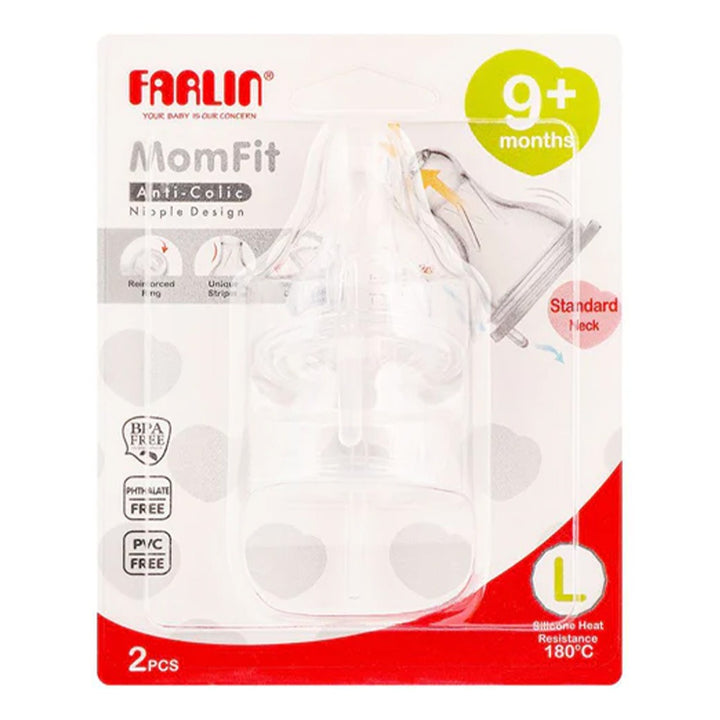 Farlin Anti-Colic Silicone Nipple Large With Standard Neck For 9 Months+ Baby, Pack of 2's - Easy Pharmacy LLC