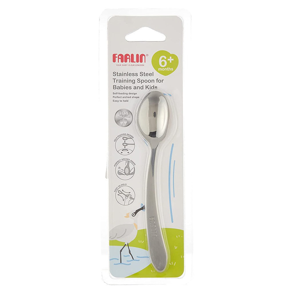 Farlin Stainless Steel Training Spoon For 6 Months+ Babies And Kids, Pack of 1's - Easy Pharmacy LLC