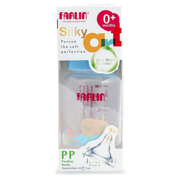 Farlin Little Artist Collection 140ml Standard Neck PP Feeding Bottle Blue For 0+ Months Baby, Pack of 1's - Easy Pharmacy LLC