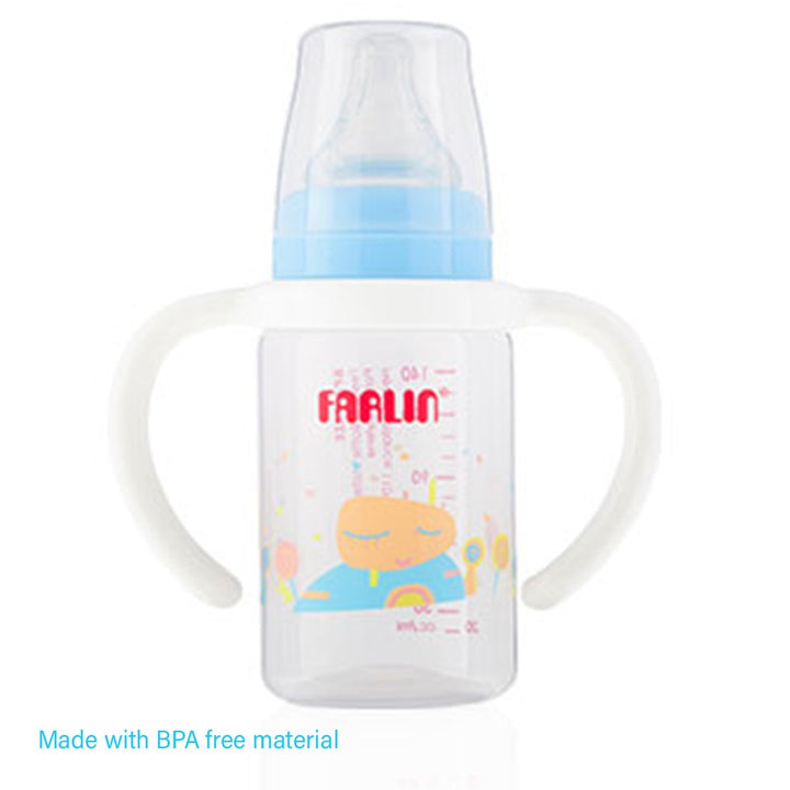 Farlin Little Artist Collection 140ml Standard Neck PP Feeding Bottle With Handle Blue For 0+ Months Baby, Pack of 1's - Easy Pharmacy LLC