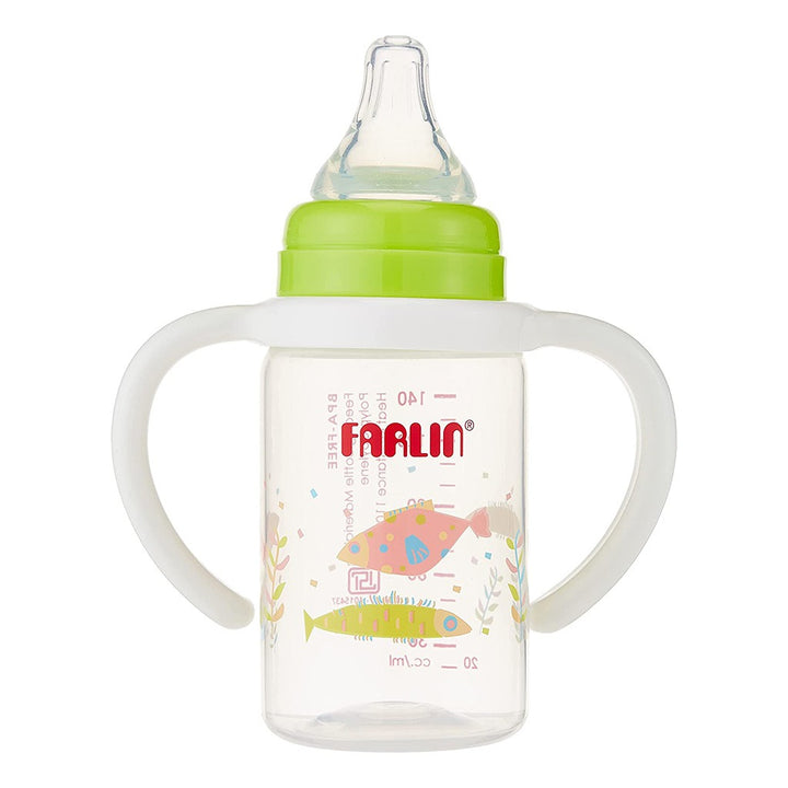 Farlin Little Artist Collection 140ml Standard Neck PP Feeding Bottle With Handle Green For 0+ Months Baby, Pack of 1's - Easy Pharmacy LLC
