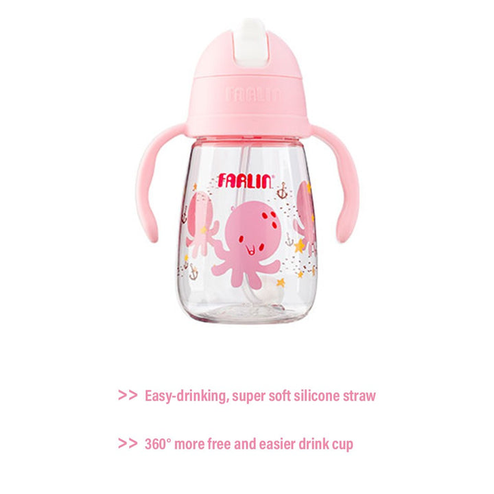 Farlin 360° Tritan 250ml Drinking Straw Cup For 6 Months+ Baby Pink, Pack of 1's - Easy Pharmacy LLC
