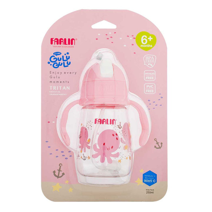Farlin 360° Tritan 250ml Drinking Straw Cup For 6 Months+ Baby Pink, Pack of 1's - Easy Pharmacy LLC