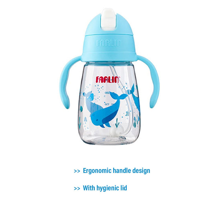 Farlin 360° Tritan 250ml Drinking Straw Cup For 6 Months+ Baby Blue, Pack of 1's - Easy Pharmacy LLC