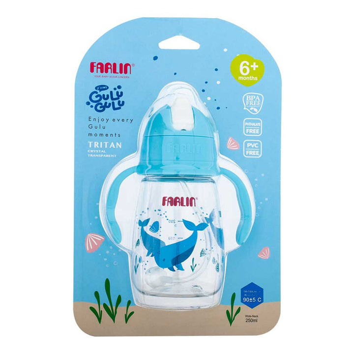 Farlin 360° Tritan 250ml Drinking Straw Cup For 6 Months+ Baby Blue, Pack of 1's - Easy Pharmacy LLC